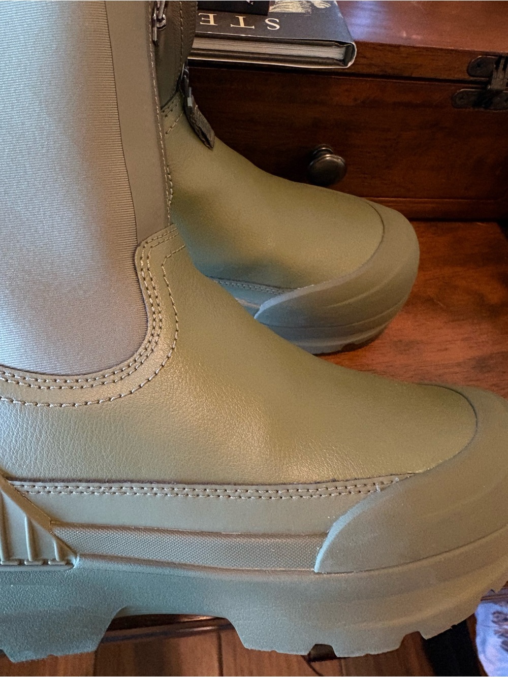 UGG Women's Front-Zip Chunky Rain Boots in Olive Green - Picture 10 of 10